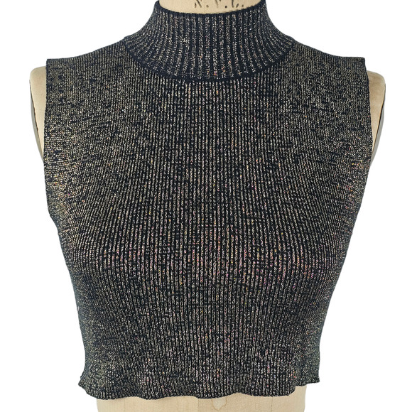 Lot of 2 mock turtleneck dickies modesty panels metallic gold red black one size - Picture 4 of 10